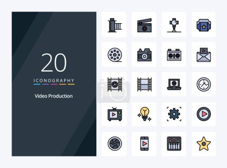 Illustration for 20 Video Production line Filled icon for presentation - Royalty Free Image