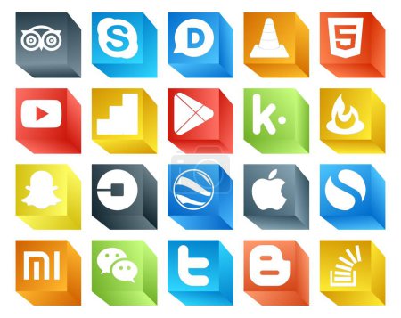 Ilustración de 20 Paquete de iconos de redes sociales Incluyendo uber. alimentador. html. kik. Juego de Google - Imagen libre de derechos