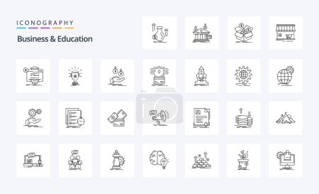 Téléchargez les illustrations : Pack d'icônes 25 Business and Education Line - en licence libre de droit
