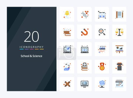 Illustration for 20 School And Science Flat Color icon for presentation - Royalty Free Image