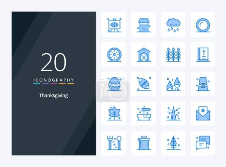 Illustration for 20 Thanks Giving Blue Color icon for presentation - Royalty Free Image