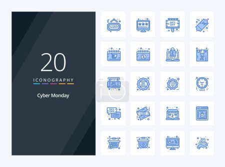 Illustration for 20 Cyber Monday Blue Color icon for presentation - Royalty Free Image