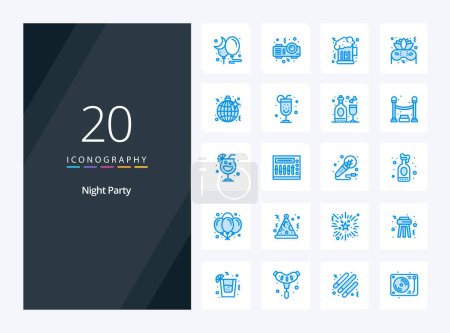 Illustration for 20 Night Party Blue Color icon for presentation - Royalty Free Image