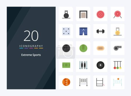 Téléchargez les illustrations : 20 Sport Flat Color icône pour la présentation - en licence libre de droit