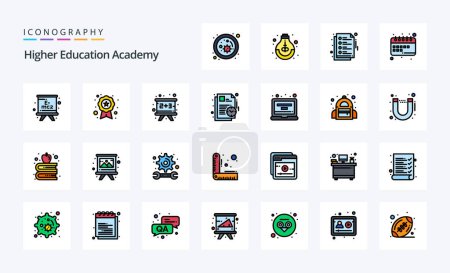 Téléchargez les illustrations : Pack de 25 icônes Academy Line Filled Style - en licence libre de droit