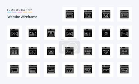Illustration for 25 Website Wireframe Solid Glyph icon pack - Royalty Free Image
