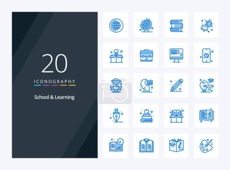 Illustration for 20 School And Learning Blue Color icon for presentation - Royalty Free Image