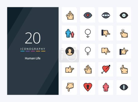 Illustration for 20 Human line Filled icon for presentation - Royalty Free Image