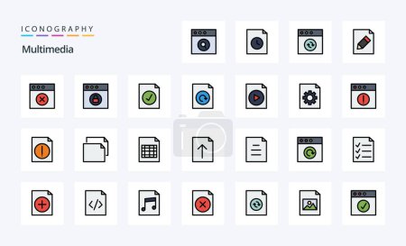 Téléchargez les illustrations : Pack d'icônes 25 Multimedia Line Filled Style - en licence libre de droit