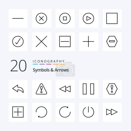 Illustration for 20 Symbols  Arrows Line icon Pack like rotate arrow error plus new - Royalty Free Image