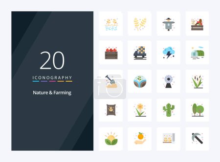 Illustration for 20 Nature And Farming Flat Color icon for presentation - Royalty Free Image