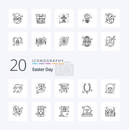 Illustration for 20 Easter Line icon Pack like lamb jewelry cross cross necklace - Royalty Free Image