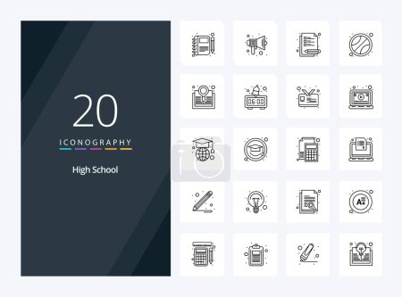 Illustration for 20 High School Outline icon for presentation - Royalty Free Image