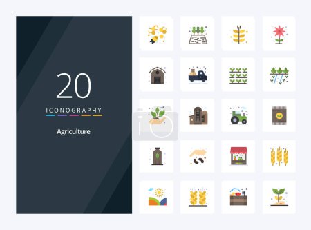 Illustration for 20 Agriculture Flat Color icon for presentation - Royalty Free Image