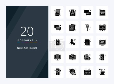 Illustration for 20 News Solid Glyph icon for presentation - Royalty Free Image