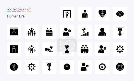 Illustration for 25 Human Solid Glyph icon pack - Royalty Free Image