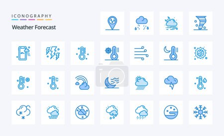 Illustration for 25 Weather Blue icon pack - Royalty Free Image