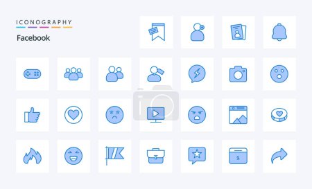 Illustration for 25 Facebook Blue icon pack - Royalty Free Image