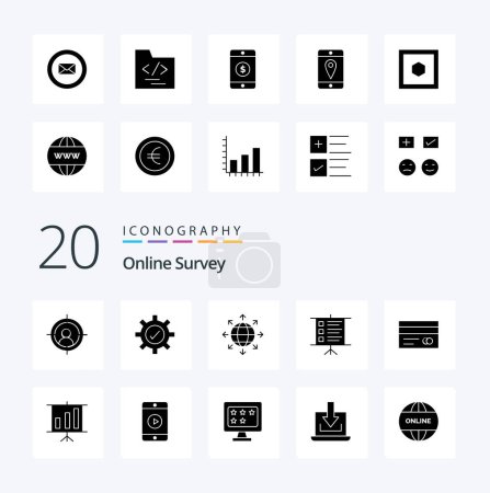Illustration for 20 OnSolid Glyph Survey Solid Glyph icon Pack like  text  business  world - Royalty Free Image