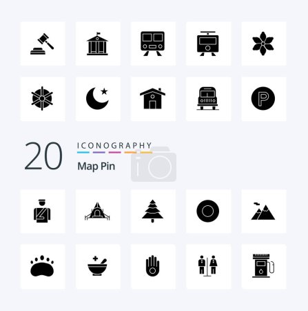 Illustration for 20 Map Pin Solid Glyph icon Pack like clutches mountains plant mountain service - Royalty Free Image