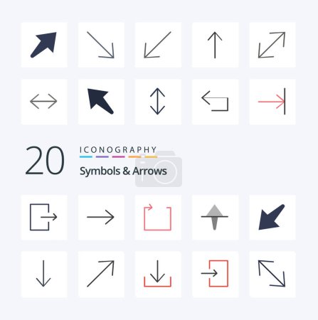 Ilustración de 20 Símbolos Flechas Icono de color plano Paquete como flecha flecha hacia abajo flecha derecha - Imagen libre de derechos
