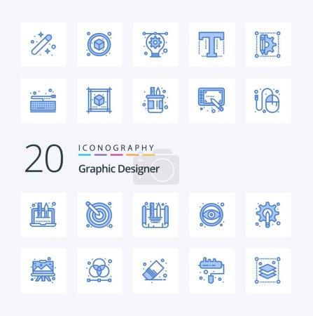 Ilustración de 20 Diseñador gráfico Icono de color azul Paquete como diseño gráfico de herramienta gráfica diseño gráfico - Imagen libre de derechos