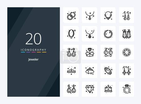 Illustration for 20 Jewellery Outline icon for presentation - Royalty Free Image