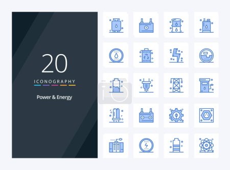 Illustration for 20 Power And Energy Blue Color icon for presentation - Royalty Free Image