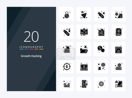 Ilustración de 20 Hacking icono de glifo sólido para la presentación - Imagen libre de derechos
