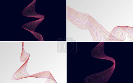 Illustration for Set of 4 vector line backgrounds to elevate your designs to the next level. - Royalty Free Image