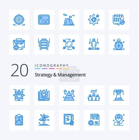 Illustration for 20 Strategy And Management Blue Color icon Pack like team group marketing top arrow - Royalty Free Image