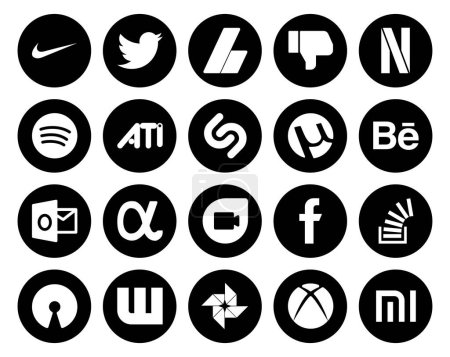 Ilustración de 20 Paquete de iconos de redes sociales Incluyendo pregunta. facebook. ¡ati! google duo. Perspectivas - Imagen libre de derechos