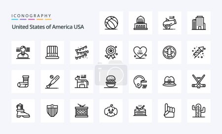 Illustration for 25 Usa Line icon pack - Royalty Free Image