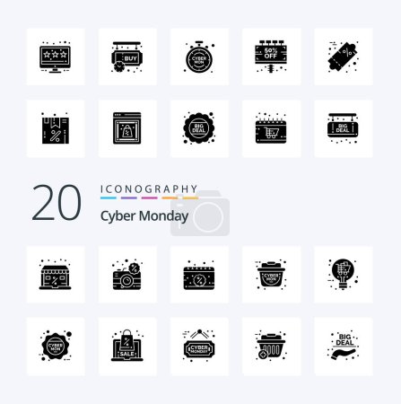 Illustration for 20 Cyber Monday Solid Glyph icon Pack like sale idea shopping electronic sale sale - Royalty Free Image