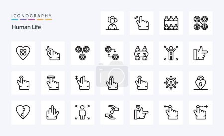 Illustration for 25 Human Line icon pack - Royalty Free Image