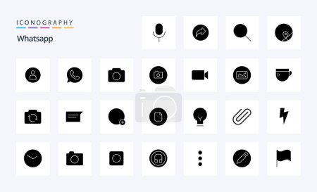 Ilustración de 25 Whatsapp Paquete de iconos de glifos sólidos - Imagen libre de derechos