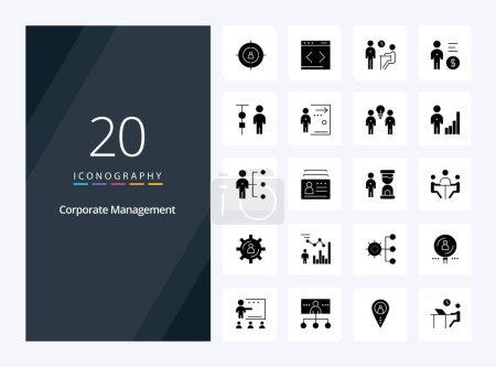 Illustration for 20 Corporate Management Solid Glyph icon for presentation - Royalty Free Image