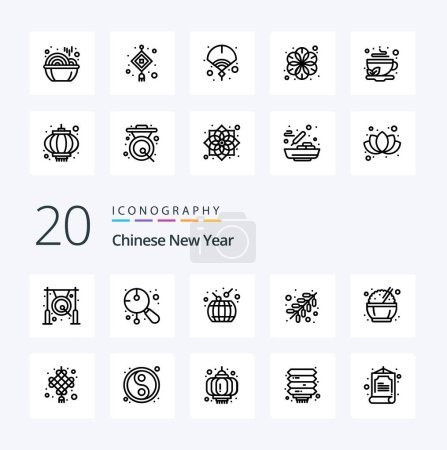 Illustration for 20 Chinese New Year Line icon Pack like chinese spa chinese massage chinese - Royalty Free Image