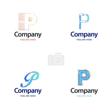 Téléchargez les illustrations : Lettre P Big Logo Pack Design Creative Design de logos modernes pour votre entreprise - en licence libre de droit