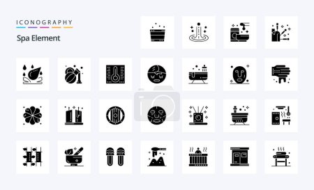 Illustration for 25 Spa Element Solid Glyph icon pack - Royalty Free Image