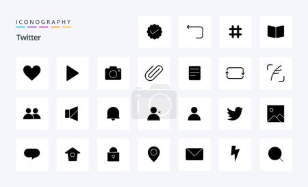 Illustration for 25 Twitter Solid Glyph icon pack - Royalty Free Image