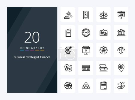Ilustración de 20 Estrategia de negocios y finanzas Icono de esquema para la presentación - Imagen libre de derechos