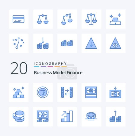 Ilustración de 20 Finanzas Azul Icono de color Paquete como dinero dinero en efectivo dinero en efectivo - Imagen libre de derechos