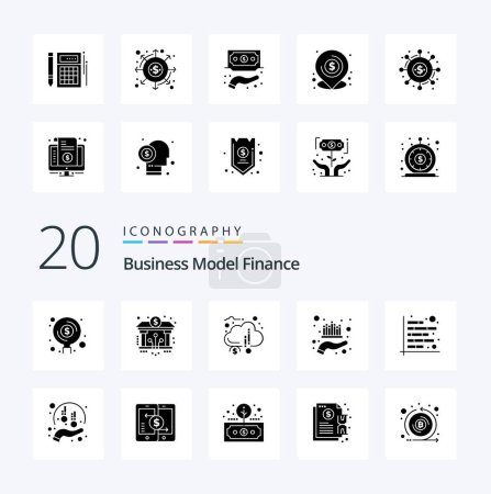 Ilustración de 20 Finanzas Solid Glyph icono Pack. como la dirección. activo. cripto. fondos. donación - Imagen libre de derechos