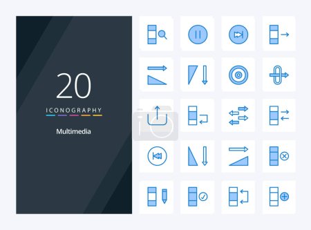 Illustration for 20 Multimedia Blue Color icon for presentation - Royalty Free Image