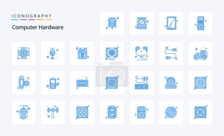 Illustration for 25 Computer Hardware Blue icon pack - Royalty Free Image