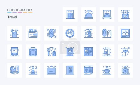 Illustration for 25 Travel Blue icon pack - Royalty Free Image