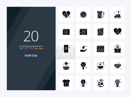Illustration for 20 Earth Day Solid Glyph icon for presentation - Royalty Free Image