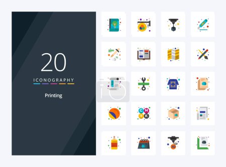 Ilustración de 20 icono de impresión a color plano para la presentación - Imagen libre de derechos