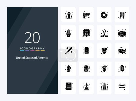 Illustration for 20 Usa Solid Glyph icon for presentation - Royalty Free Image